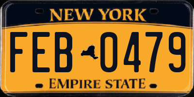 NY license plate FEB0479