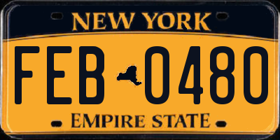 NY license plate FEB0480