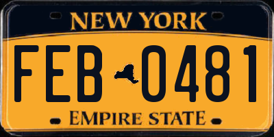NY license plate FEB0481