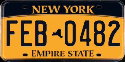 NY license plate FEB0482