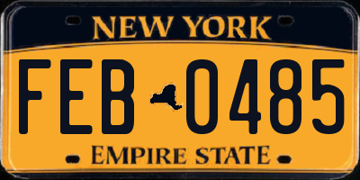 NY license plate FEB0485