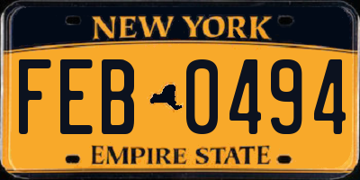 NY license plate FEB0494