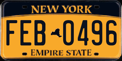 NY license plate FEB0496