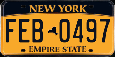 NY license plate FEB0497