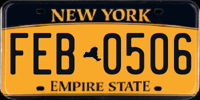 NY license plate FEB0506