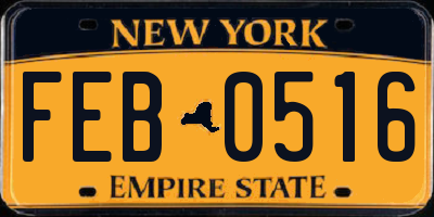 NY license plate FEB0516