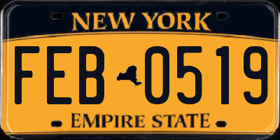 NY license plate FEB0519