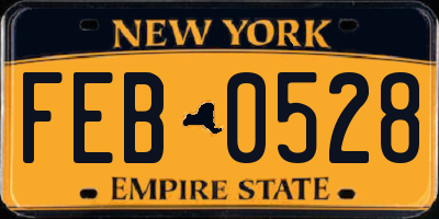 NY license plate FEB0528