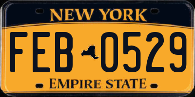 NY license plate FEB0529