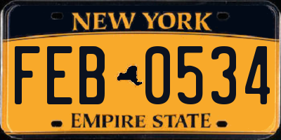 NY license plate FEB0534