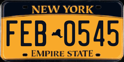NY license plate FEB0545