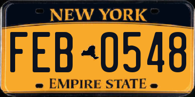 NY license plate FEB0548