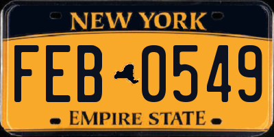 NY license plate FEB0549