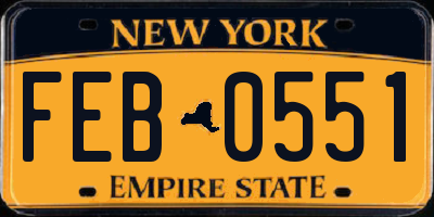 NY license plate FEB0551