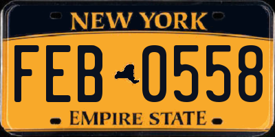 NY license plate FEB0558