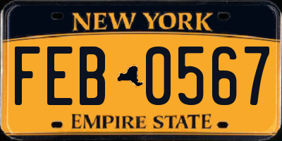 NY license plate FEB0567