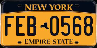 NY license plate FEB0568