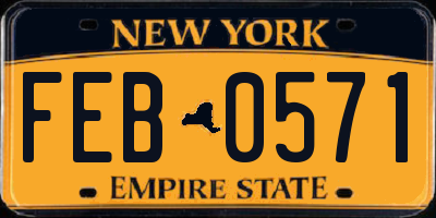 NY license plate FEB0571