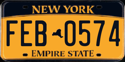 NY license plate FEB0574