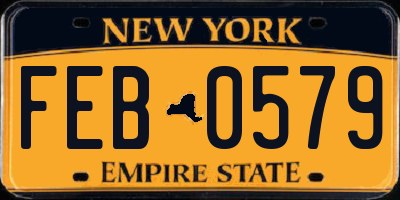 NY license plate FEB0579