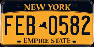 NY license plate FEB0582