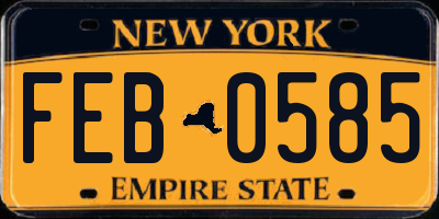 NY license plate FEB0585