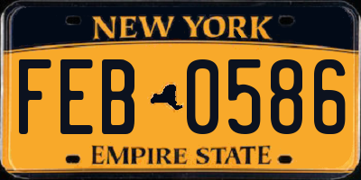 NY license plate FEB0586