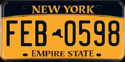 NY license plate FEB0598