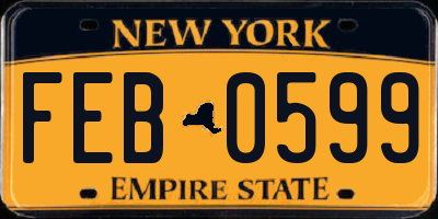 NY license plate FEB0599
