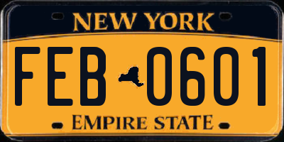 NY license plate FEB0601