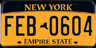 NY license plate FEB0604