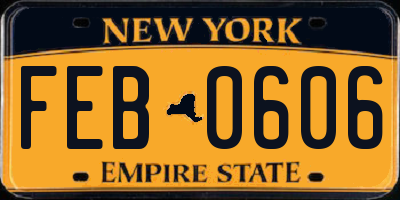 NY license plate FEB0606