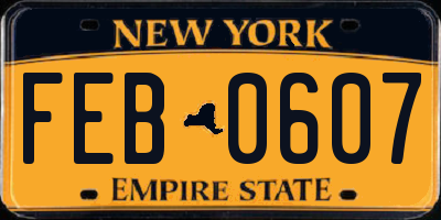 NY license plate FEB0607