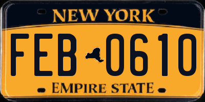 NY license plate FEB0610