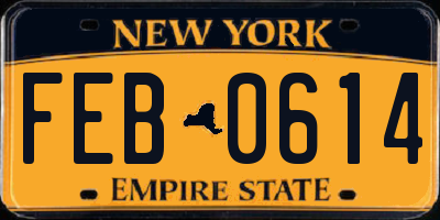 NY license plate FEB0614