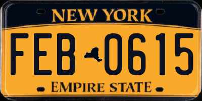 NY license plate FEB0615