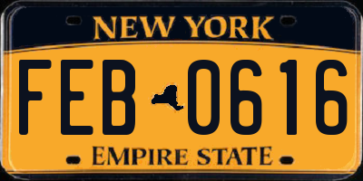 NY license plate FEB0616