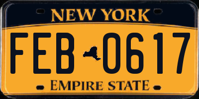 NY license plate FEB0617