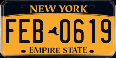 NY license plate FEB0619