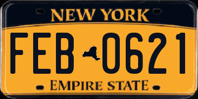 NY license plate FEB0621