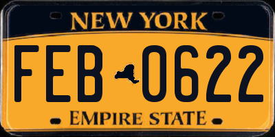 NY license plate FEB0622