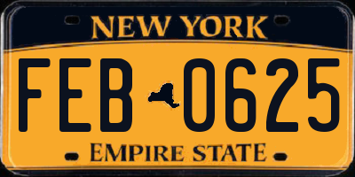 NY license plate FEB0625