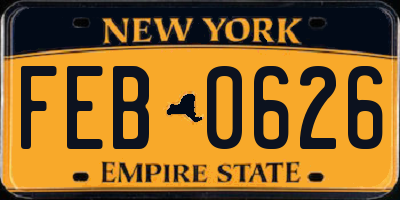 NY license plate FEB0626