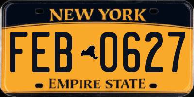 NY license plate FEB0627