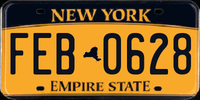 NY license plate FEB0628