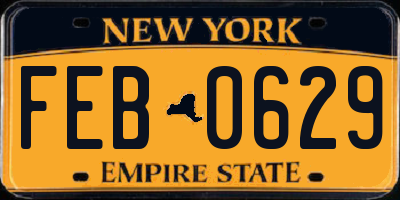 NY license plate FEB0629