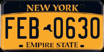 NY license plate FEB0630