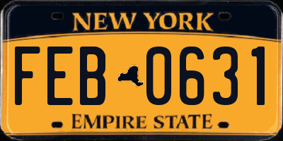 NY license plate FEB0631