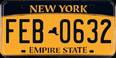 NY license plate FEB0632