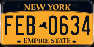 NY license plate FEB0634